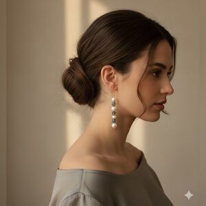 Elegant Pearl and Blue Crystal Drop Earrings